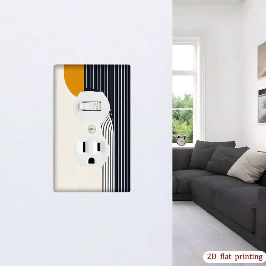 1pc Fashionable Printed Single Switch Panel, Suitable For Bedroom, Kitchen And Living Room Decoration, Easy Installation, Durable, 2D Flat Design - Multicolor - View 1