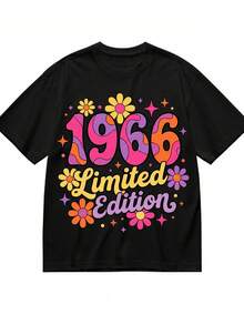 Camiseta Retro de Edición Limitada 1966 para Hombres y Mujeres| Idea de regalo vintage para el 58º cumpleaños - Camiseta gráfica estilo años 70 - Clásica de manga corta - Regalo de aniversario perfecto para amigos y familiares - Negro - Ver 1