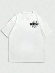 Camiseta de algodón de manga corta negra con estampado de retrato de escultura abstracta para hombres HDWS - Blanco - Ver 5