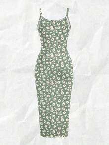 Vestido camisero de Body entero minimalista y casual con estampado de margaritas, adecuado para el verano - Multicolor - Ver 2