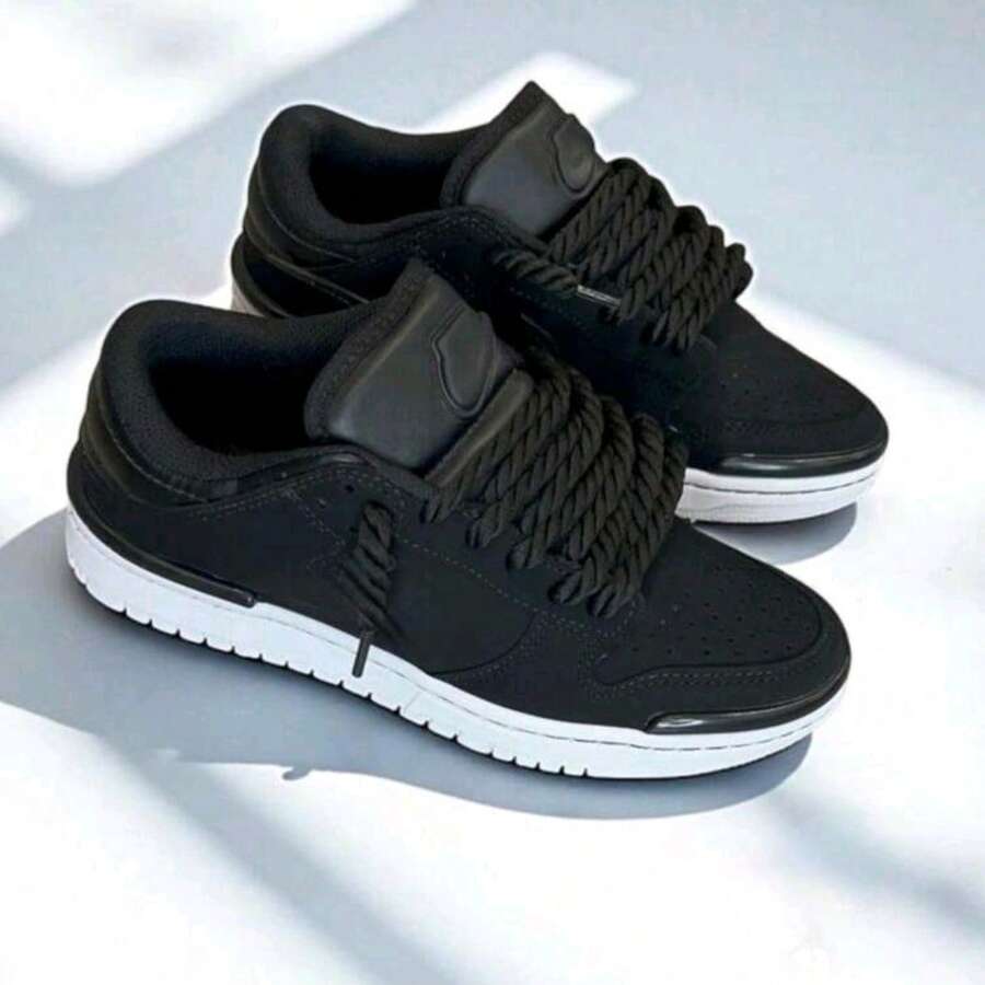 Promotion: Twist SB Low Plus Air Skate Street Gym Training Premium Tennis Shoes - 24-Hour Shipping - Black/White Nubuck - 黑色 - 查看 1