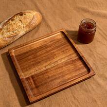 1pc Multipurpose Square Serving Tray, Reusable, Made Of Rosewood, For Snacks, Desserts And Daily Kitchen Use At Home - View 6
