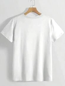 1 pieza de camiseta estampada para mujer, nueva, para el Día de San Valentín, con el texto "El Amor Está en el Aire", corazón morado grande con contorno marrón y corazones rosados pequeños, letras coloridas, cuello redondo, manga corta, tela suave y cómoda, corte holgado, lavable a máquina, ropa casual y de exterior a la moda, top minimalista y elegante, 180g 100% algodón. - Blanco - Ver 2