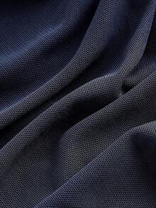 Vestido de longitud media con hombro asimétrico ajustado, fruncido y decoración de hebilla metálica para mujer - Azul marino - Ver 4