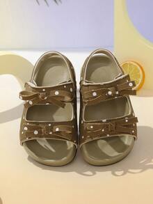 1 Pair Kids Summer New Thick Sole Children Sandals, Girls Open Toe Soft Bottom Casual Beach Shoes - Khaki - View 4
