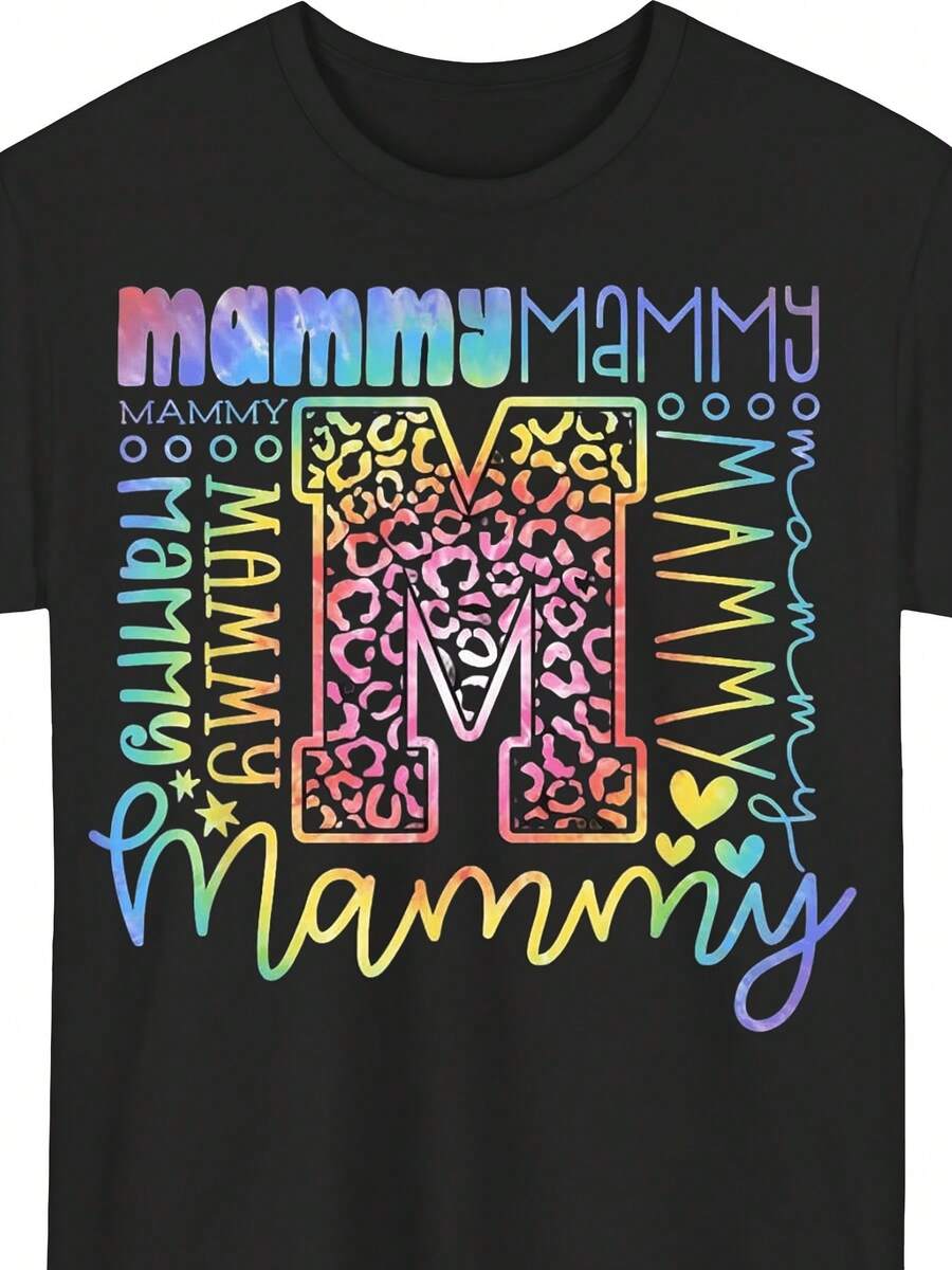 Camiseta  Tipografía Día de la Madre  Abuela T Cuello Redondo Sht Sve Transferencia de Calor Digital para Toda Temporada Estilo Casual 2026 Talla Grande Camiseta de Ajuste Cómodo Casual Tela Duradera Atuendo Diario Diseño Clásico Material Suave Camiseta Estampada Ropa de Adulto Regalos Festivos - Negro - Ver 1