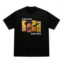 Playera Chalino Sanchez Semi Oversize Camiseta Dtg Corridos - Negro - Ver 2