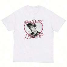 Women's Summer Outfits, White T-Shirt With Print Of Wearing A Hat And Snow Boots, JB T-Shirts, Women's Summer Outfits, Summer Tops - 白色 4 - 查看 1
