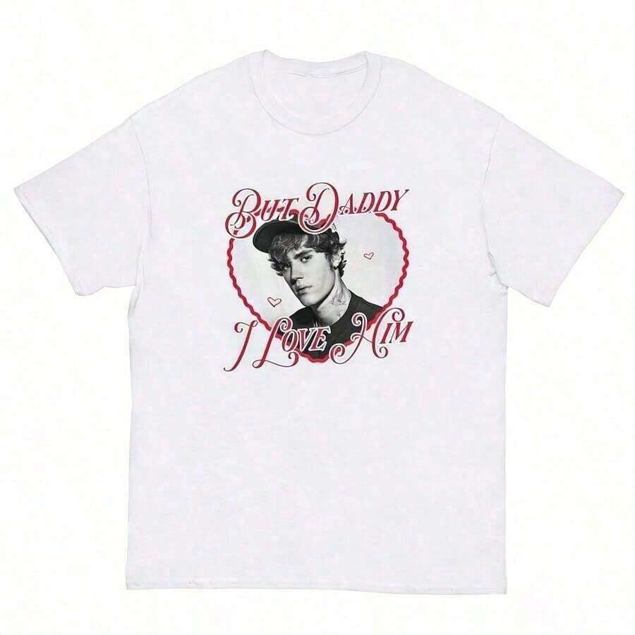 Women's Summer Outfits, White T-Shirt With Print Of Wearing A Hat And Snow Boots, JB T-Shirts, Women's Summer Outfits, Summer Tops - 白色 4 - 查看 1