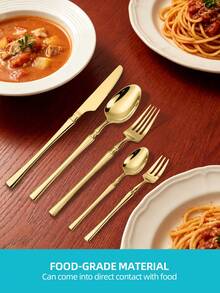 5 pezzi/20 pezzi/30 pezzi Set di posate in acciaio inossidabile, adatto per casa, cucina, ristorante, hotel, matrimonio, regalo di Natale - - - Visualizzare 5