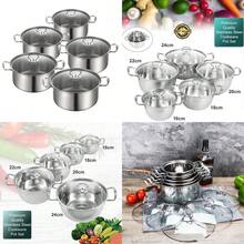 5PCS Induction Non Stick Stainless Steel Cookware Cooking Pot Pan With Lids Set - View 2