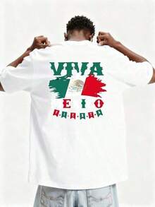 Gráfico de mapa mexicano colores bandera verde blanco rojo águila serpiente nopal escudo significado histórico texto Viva México Fiesta representa orgullo cultural camiseta de hombre 220g para festividades patrias. Ropa De Mujer / Ropa De Mujer De Uso Diario / Blusas, Camisas Y Camisetas De Mujer / Camisetas De Mujer Ropa Deportiva Basicos Mujer Short Playeras Para Hombre - Blanco - Ver 8