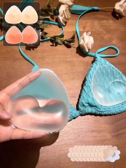 1pc Reusable Silicone Bra Inserts - Invisible Thickened Breast Enhancers, Suitable For Bras, Bikinis And Dresses, Natural Bust Lift, Seamless Nude/Transparent, Suitable For Daily Wear, Parties And Vacations Without Adhesive