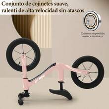 Bicicleta de Equilibrio para Niños de 2-5 Años, Bicicleta Sin Pedales con Asiento 2 Niveles Ajustable, Luz, Manubrio Puede Rotar en 360 ° , LIantas Anti punción y Inflable de 12 Pulgadas - Amarillo - Ver 7