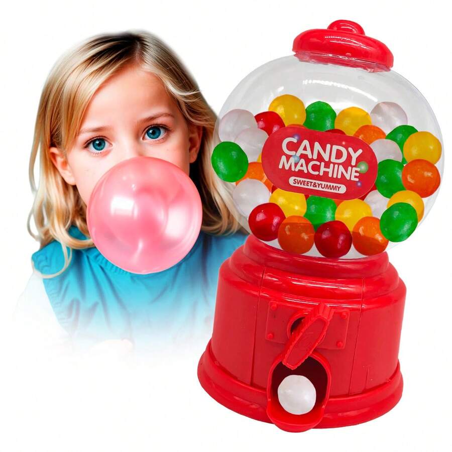 Mini Gumball Machine Ball Dispenser Piggy Bank 15cm RED