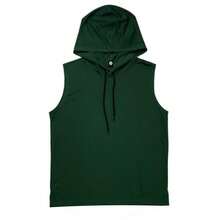 Hooded Tank Top In 100% Cotton Mesh - Army Green - View 8