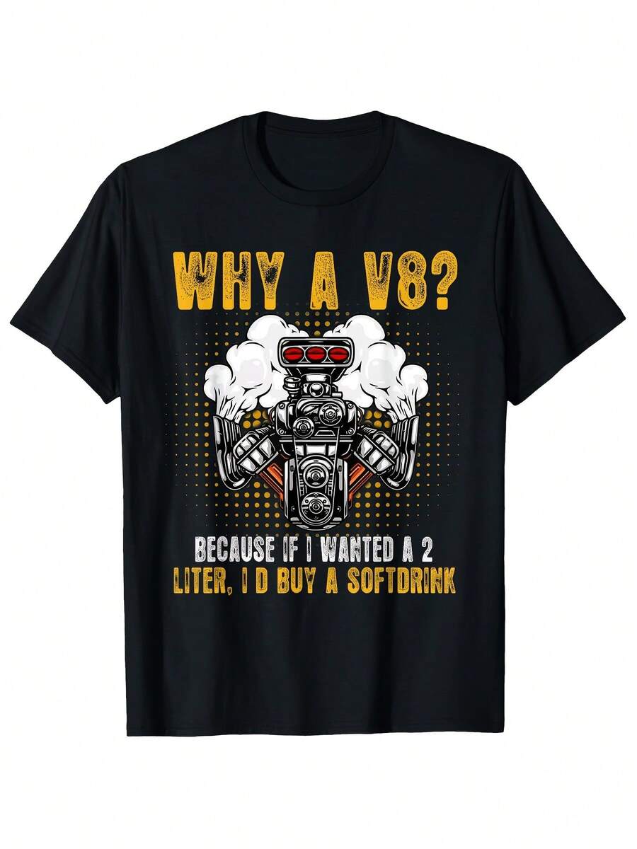 Camiseta Divertida para Hombre con Motor V8, Lema "¿Por Qué un V8?" y Diagrama de Bloques V8, Suave, Transpirable, Retro, para Amantes de los Coches Clásicos, Corte Holgado, Casual, para Entusiastas de los Hot Rods, Regalo para Amantes de los Coches (Negro y Amarillo), Camiseta para el Día de la Madre, Regalo Gráfico para la Mejor Mamá del Mundo - Negro - Ver 1