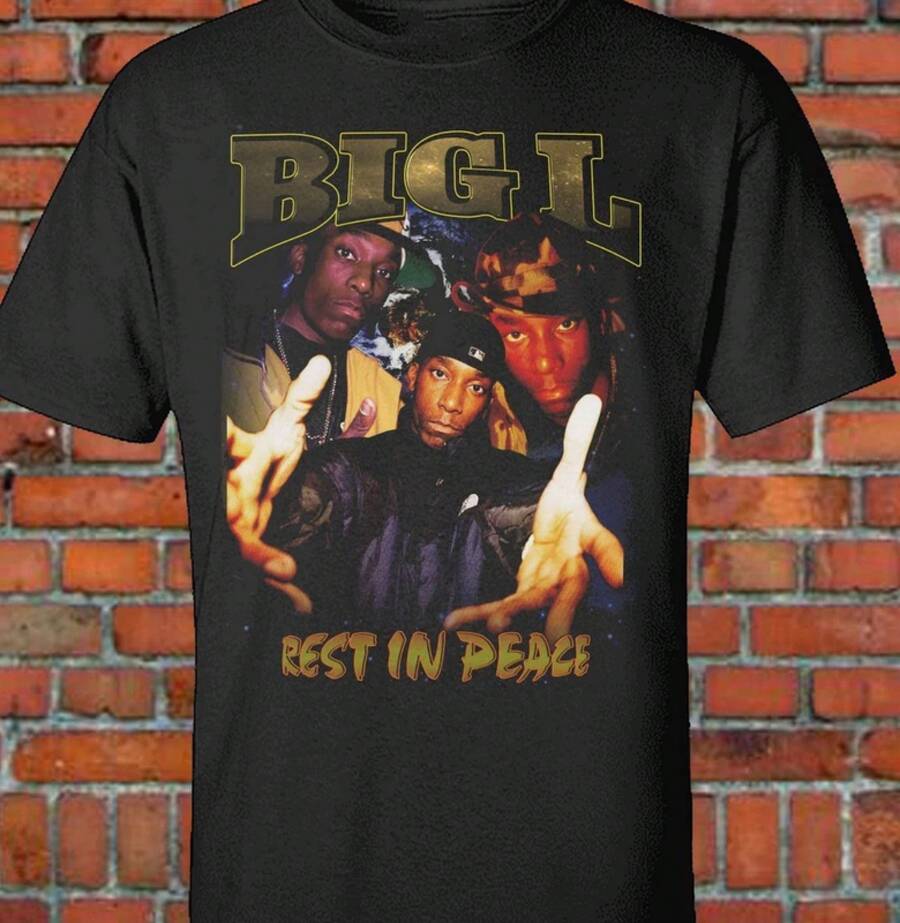 Camiseta Retro de los 90 de BIG-L Rap Hip Hop Rapper, Unisex, de Algodón, Todas las Tallas - Negro - Ver 1