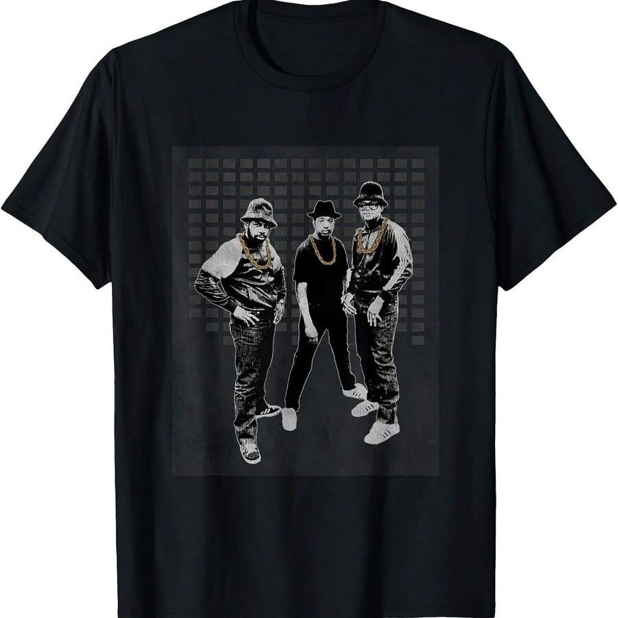 RUN1 DMC1 Tiny Squares Background T-Shirt - 黑色 - 查看 1
