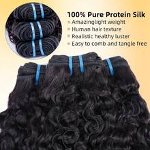 KARLAMI Tóc nối xoăn kiểu Miến Điện, dài 16, 16, 18 inch, màu đen tự nhiên, 100% sợi protein nguyên chất, gần giống tóc người nguyên chất, kết cấu 3C4A với các lọn xoăn ở đuôi, tóc nối. - Natural Black - Xem 3