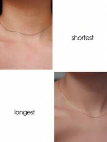 VJS 1pc Minimalist Line Style Bestselling Sand Gold Necklace, Suitable For Daily Wear And Holiday Gifts - Silver Minimalist Chain - View 3