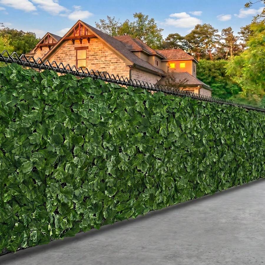 1 Roll Artificial Evergreen Ivy Privacy Screen, UV-Resistant Artificial Green Leaf Fence Panels, Suitable For Outdoor Garden Decor, Indoor Decor, Aesthetic Room Decor, Garden Decor, Home Decor, House Decor