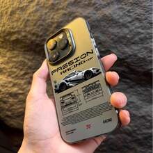 1 pieza Funda de teléfono con diseño de coche de carreras en negro y plateado compatible con Apple - Multicolor - Ver 2