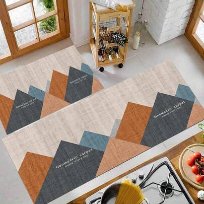 1pc Illustration Style Kitchen Floor Mat, Polyester Drainage Mat, Floor Mat, Door Mat, Suitable For Kitchen, Living Room, Entrance, Balcony, Home Decor, Stain Resistant, Coffee Shop, Bar, Holiday, Party, Holiday Gift, Bedroom Mat, Pet Mat, Bathroom Decor, Room Decor, Kitchen Decor