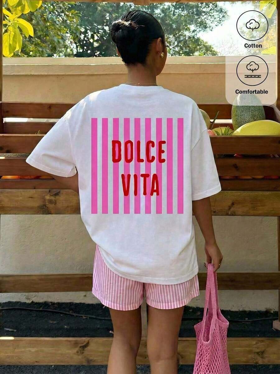 Estilo Y2K, estilo de moda, lo más nuevo de 2026, estilo lindo, estilo casual, blusas para mujer>ropa. Camiseta de manga corta con cuello redondo y estampado gráfico, de corte holgado, adecuada para uso diario, citas, reuniones, otoño/invierno/verano, Navidad, Año Nuevo, Acción de Gracias, fiestas, bodas, playa, graduación, moda, elegante, casual, salidas, citas, reservas, transporte, brillante, Día de San Valentín, elegante, vacaciones, casual, Y2K, salidas, graduación y otras ocasiones180g(S-XXXL) - Blanco 7 - Ver 1