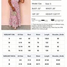 Bohemian Style Multicolor Floral Lace-Up High Waist Dress, Summer Vacation Elegant - Lila Púrpura - Ver 5