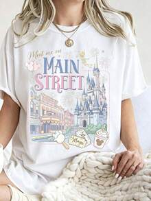 Disney Cartoon Black-And-White Partner Photo Frame Printed T-Shirt, Suitable For Daily Wear, Easy To Wear In Summer, Micro-Elastic, Soft Round Neck Casual Daily Coat, Round Neck Summer Sweatshirt, Both Men And Women, Loose Version, Holiday Gifts.--Disneys Disneyland Paris The Magic Kingdom Disneyesque The House Of Mouse Mickey Mouse Empire Modest Summer Outfits Take That T Shirt Summer Coord Tops For Women Summer Summer Clothes Women Summer Clothes Summer Tops Summer Tops Women Summer Co Ord Summer Top Summer Outfits White Top Black Top Holiday Outfits For Women  Tops For Women Summer Holiday Gifts Valentine's Day Gifts Earth Day Gifts Oktoberfest Gifts Summer Bank Holiday Gifts - White - View 1