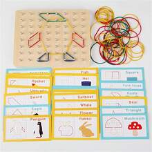 Juego de rompecabezas matemáticos geométricos de madera con tablero de clavijas, para desarrollar el pensamiento, la orientación espacial, la creatividad y la imaginación de los niños - Multicolor - Ver 2