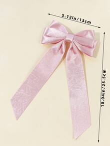 1pc Women's Solid Color Minimalist Bow Hair Clip, Suitable For Daily Wear - Pink - View 3