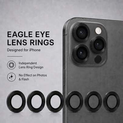 ZYONS Bộ 6 miếng dán bảo vệ ống kính camera họa tiết CD màu đen, ốp lưng camera bằng hợp kim nhôm với vòng kim loại trang trí, tương thích với iPhone 17 Pro Max/17 Pro/17 Air/17/16 Pro Max/16 Pro/16 Plus/16/15 Pro Max/14 Pro Max/13 Mini/12/11 Series
