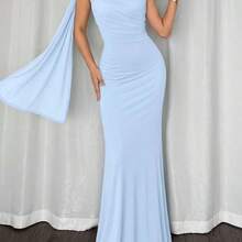 Women's Elegant Romantic Fashion Commuter Sexy Elegant Style Asymmetrical Neck Bodycon Maxi Dress, Suitable For Party, Beach Vacation, Back To School, Romantic Date, Wedding Season, Birthday, Easter, Spring/Summer Dress,Prom Dress,Fall Wedding Guest Dress,Wedding Guest Dress Women - Celeste - Ver 3