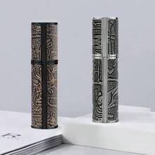 Perfume Bottle 5ml, Ancient Print Leather Refillable Dispenser Bottom Fill Fragrance Scent Container, Portable And Leak-Proof Suitable Traveling Outgoing, AG00AQ (Egypt Prink) - 埃及普林克銀 - 查看 9