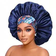 CONFLASS 3/1pc Wide Brim Satin Floral Print Sleep Cap With Wide Elastic Band, Suitable For Braided, Curly, Straight Hair Women's Sleep Cap, Daily Wear - Multicolor - View 3