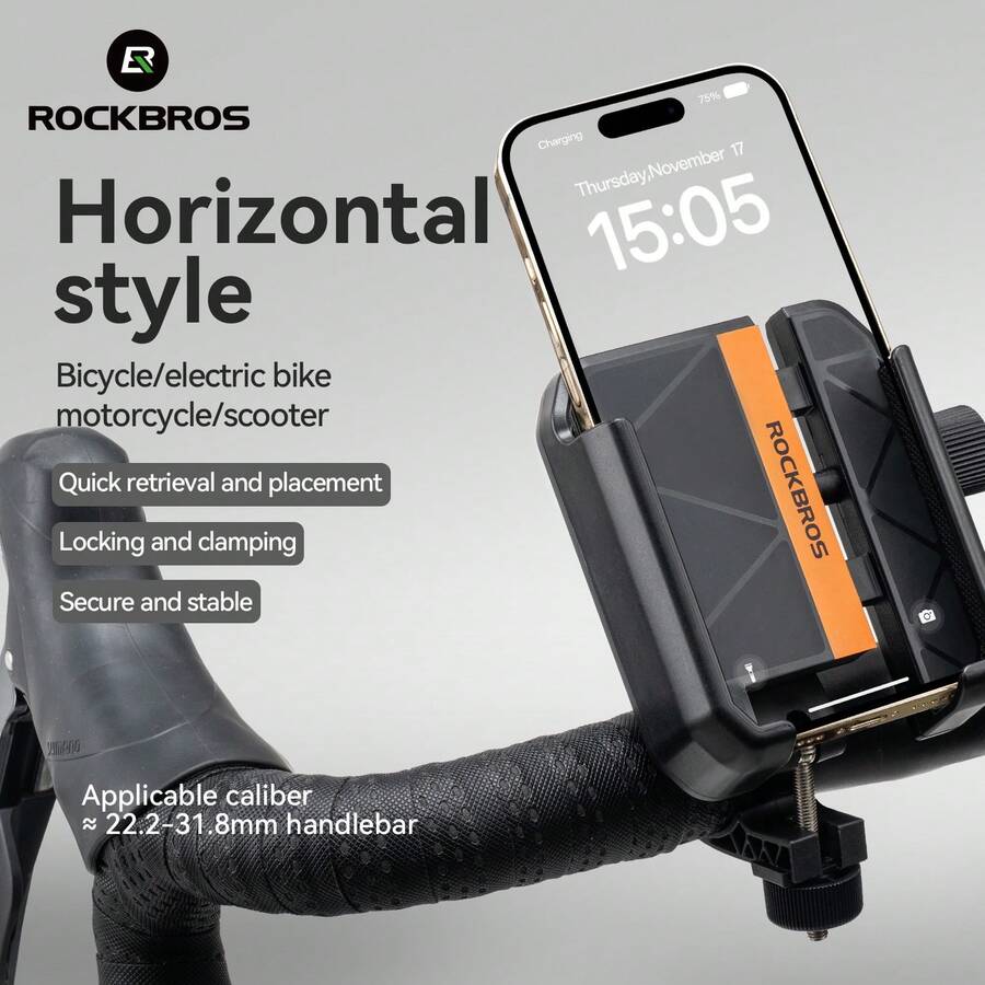 ROCKBROS 1个户外骑行便携式多功能手机支架 - 黑色 - 查看 1