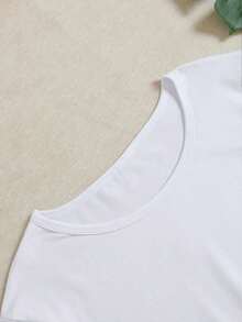 1 Piece Women's Casual Short Sleeve Crew Neck T-Shirt - Neurodivergent Graphic Print With Rainbow Infinity Symbol And Stars, Comfortable Micro Stretch Fit, Spring/Summer Essential, Machine Washable, Playful Printed T-Shirt | Soft Fabric T-Shirt, Ladies T-Shirts 180g 100% Soft Cotton 100% Cotton Blouses Pretty - 白色的 - 查看 4