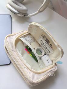米色大容量多层铅笔盒，男女通用大号铅笔袋，学生文具收纳袋 - 米色筆袋 - 查看 6