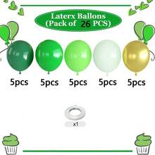 26/51pcs Green & Gold Balloons, 10inch Assorted Green Tone & Metallic Gold Latex Balloons, Suitable For Jungle Safari Birthday Baby Shower Party Decor - Set - View 3
