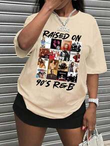 Camisetas de música de los 90, camisas casuales para mujer, blusas para mujer, camisetas para mujer, ropa de otoño para mujer, blusas - Albaricoque - Ver 7