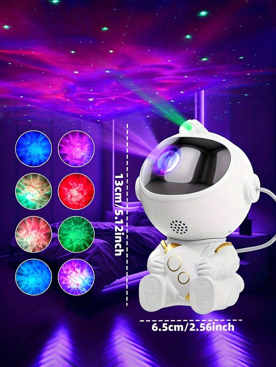 1 đèn chiếu bầu trời sao hình phi hành gia, đèn ngủ tạo hiệu ứng bầu trời sao hình phi hành gia, đèn laser hình tinh vân bằng nhựa hình phi hành gia kèm nút điều khiển trên ba lô và điều khiển từ xa.