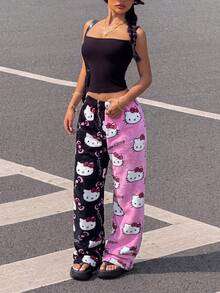 SANRIO 1件 Hello Kitty 女款長褲，毛絨保暖舒適可愛，秋冬款 - 彩色 - 查看 2