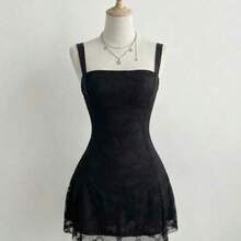 Women's Casual Sexy Backless Lace Cinched Waist Dress Women Dress Vintage Strapless Dress Black Winter Lace Dress Black Dress Elegant Dress - Negro - Ver 1