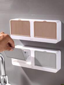 1 pièce Porte-savon à double compartiment, boîte de rangement murale, étagère organisatrice multifonction, accessoires de salle de bain imperméables, décoration d'intérieur, convient pour l'automne, la rentrée scolaire - Multicolore - Voir 7