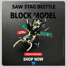 Steampunk Beetle - DIY Mechanical Serrated Antler Beetle Building Block Model, Exquisite Design, Premium Building Blocks, Unlock Infinite Possibilities, 300+ Pieces - Multicolor - View 1