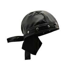 New Vintage PU Leather Bag, Headscarf Hat, Skull Rivet Leather Cover, Strap Hat, Outdoor Sports Accessory Hat - PU Cap - View 12