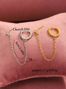 1 đôi bông tai thời trang thanh lịch mạ vàng/bạc đính đá Cubic Zirconia tròn, phù hợp cho phụ nữ đeo hàng ngày khi đi làm và hẹn hò. - Bạc - Xem 5