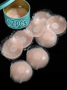 12片装可重复使用硅胶提拉胸贴，隐形乳贴，女性适用 - 杏色 - 查看 17